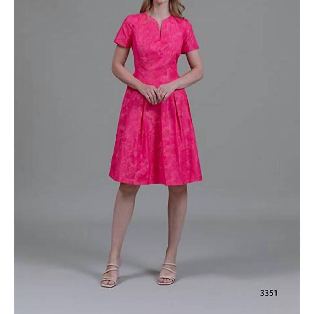 NEW BIGIO COLLECTION a line seamed jacquard dress in coral